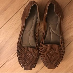 Brown Leather Huarache Sandals
